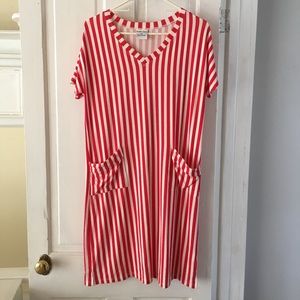 Plain Jane red and white striped dress